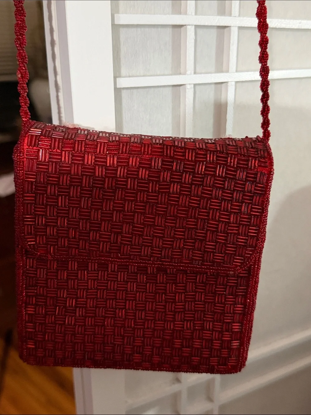 Red Woven Crossbody Bag - Unbranded
